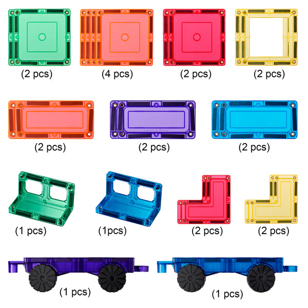 Learn & Grow Magnetic Tiles - 28 Piece Car Pack