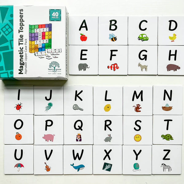 Learn & Grow Magnetic Tile Topper - 40 Piece Uppercase Alphabet Learn and Grow Toys Rata and Roo