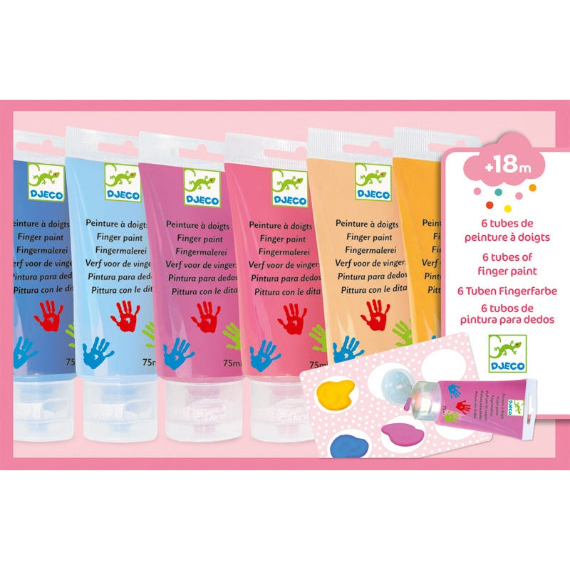 Djeco Finger Paint Tubes - 6 Sweet Colours Djeco Rata and Roo