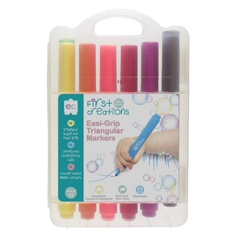 Easi-Grip Triangular Markers - Pack of 12 EdColours First Creations Rata and Roo