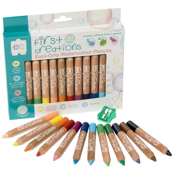 Easi-Grip Watercolour Pencils - Pack of 12 EdColours First Creations Rata and Roo