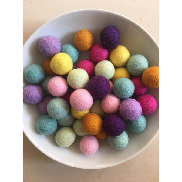 Felt Balls - 45 Bubblegum Colours Rainbows & Clover Rata and Roo