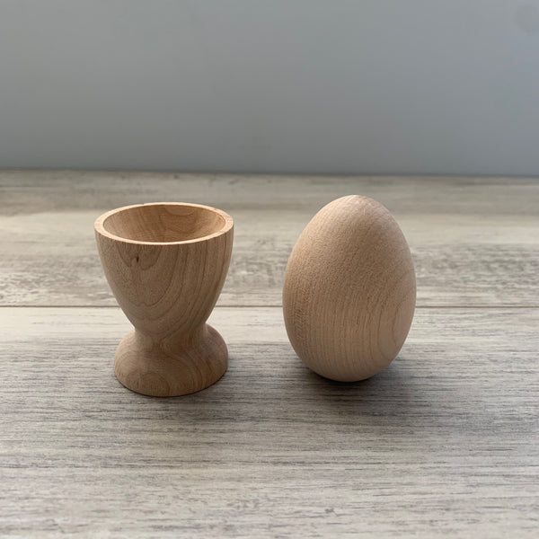 Natural Wooden Egg and Egg Cup
