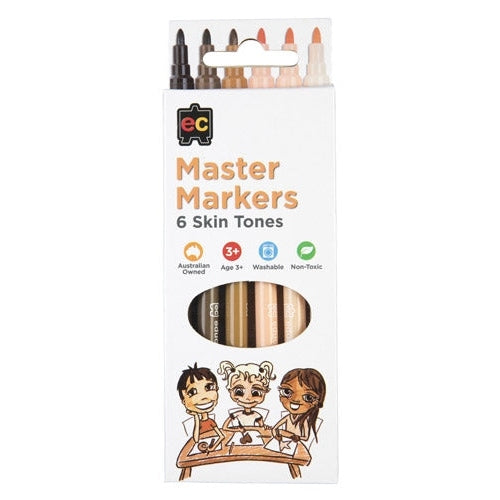 Master Skin Tone Markers - Pack of 6 EdColours First Creations Rata and Roo