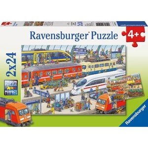 Ravensburger - Busy Train Station Puzzle 2 x 24 Piece Ravensburger Rata and Roo