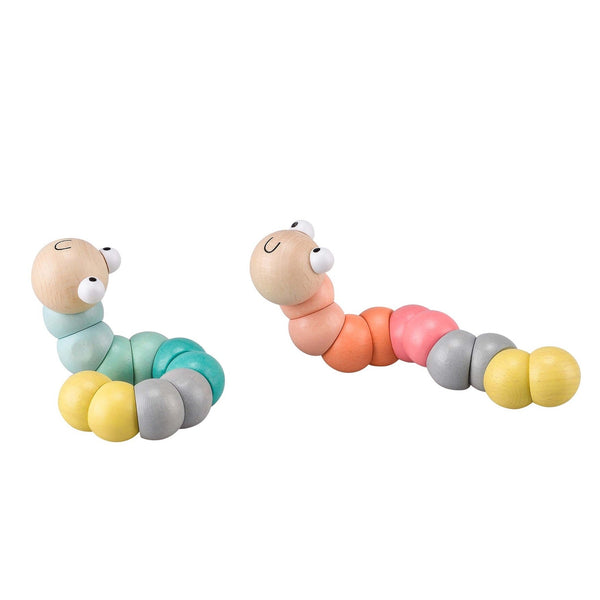 Wooden Jointed Worm Fidget Toy Kaper Kidz Rata and Roo