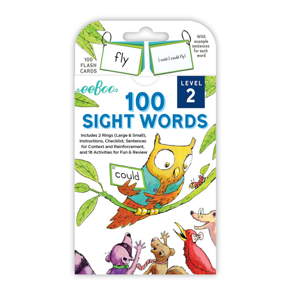 eeBoo Flash Cards - 100 Sight Words Level 2 eeBoo Rata and Roo